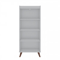 Manhattan Comfort 12PMC1 Hampton 4-Tier Bookcase with Solid Wood Legs in White
